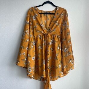 Nasty Gal Mustard Floral Dress